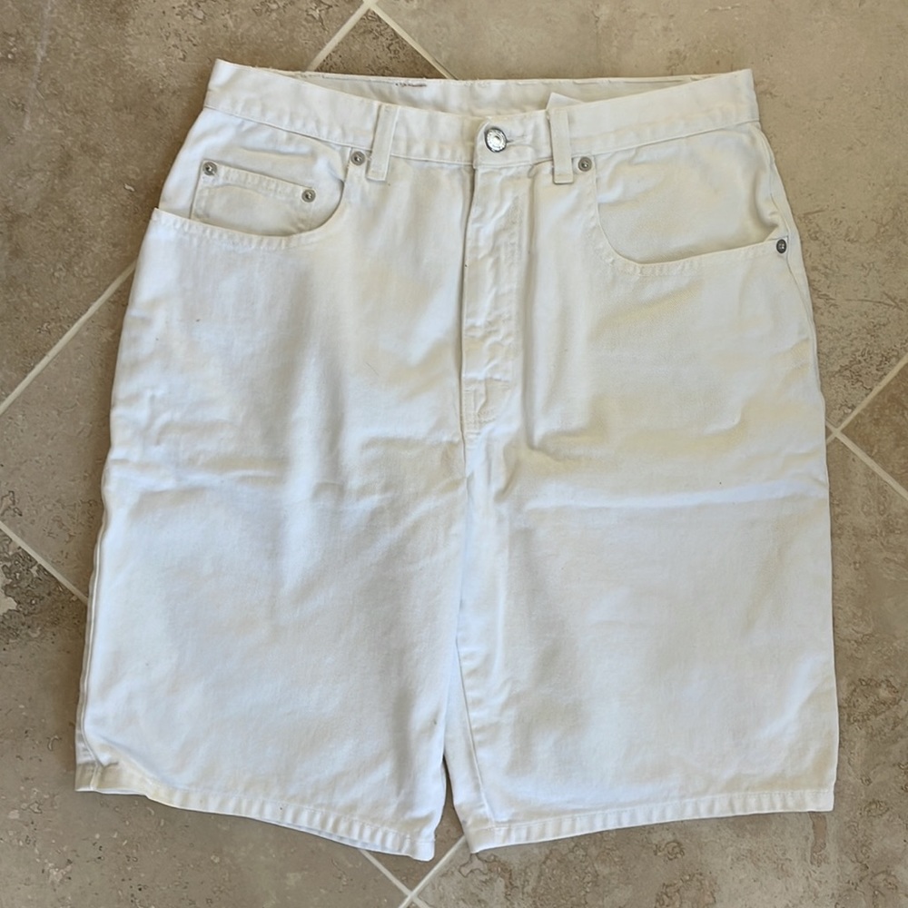 VTG BLUE ZONE SHORTS DENIM WHITE WALKING HIGH 30” Waist. Cotton.